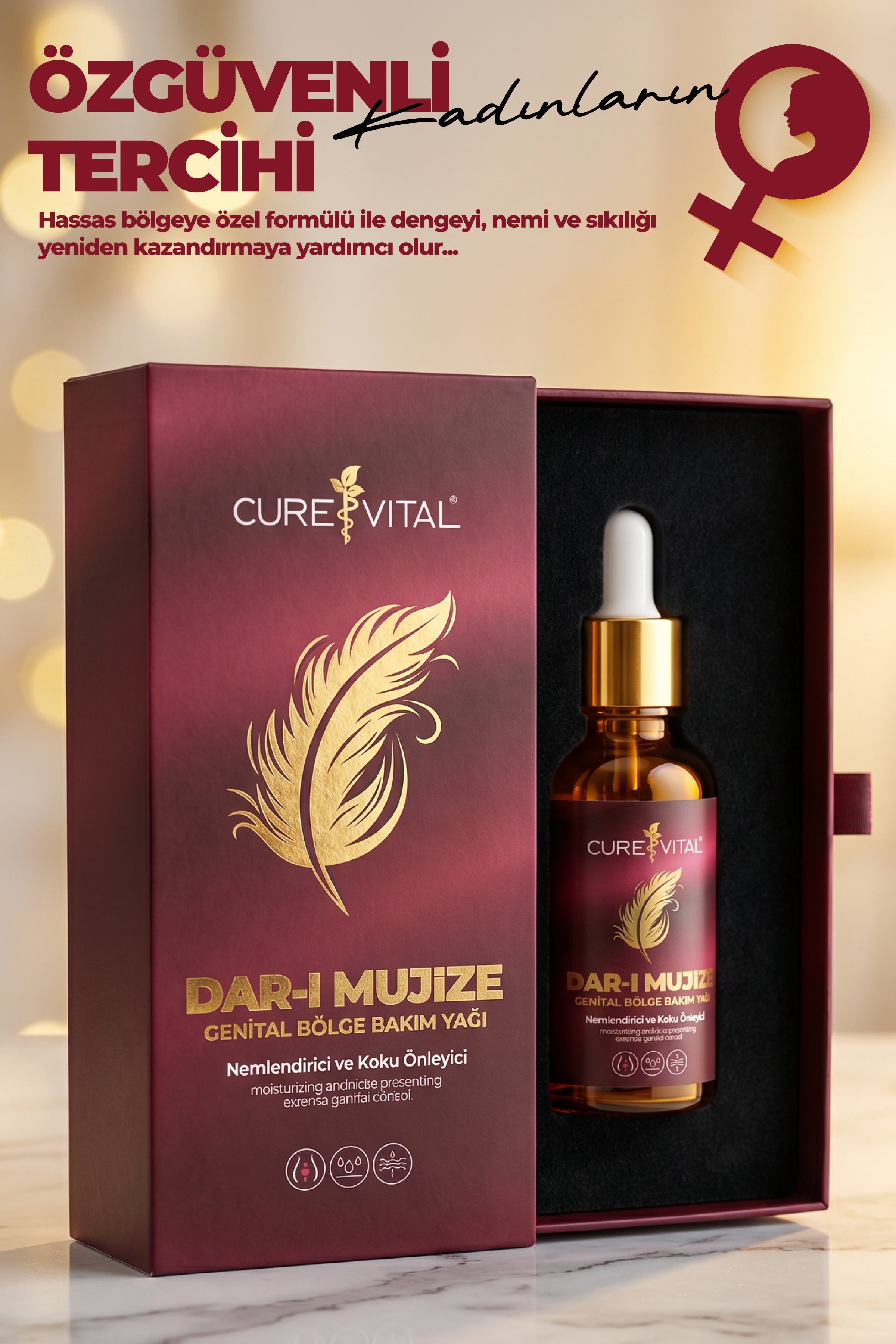Curevital Dar-ı Mucize Genital Bölge Bakım Yağı – Nemlendirici ve Koku Önleyici Özel Bakım Yağı