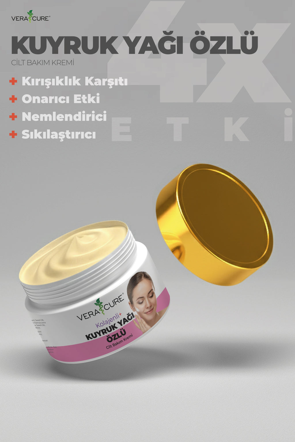 Veracure Kolajenli Kuyruk Yağı Özlü Cilt Bakım Kremi 50 ml – Nemlendirici ve Besleyici Bakım Kremi