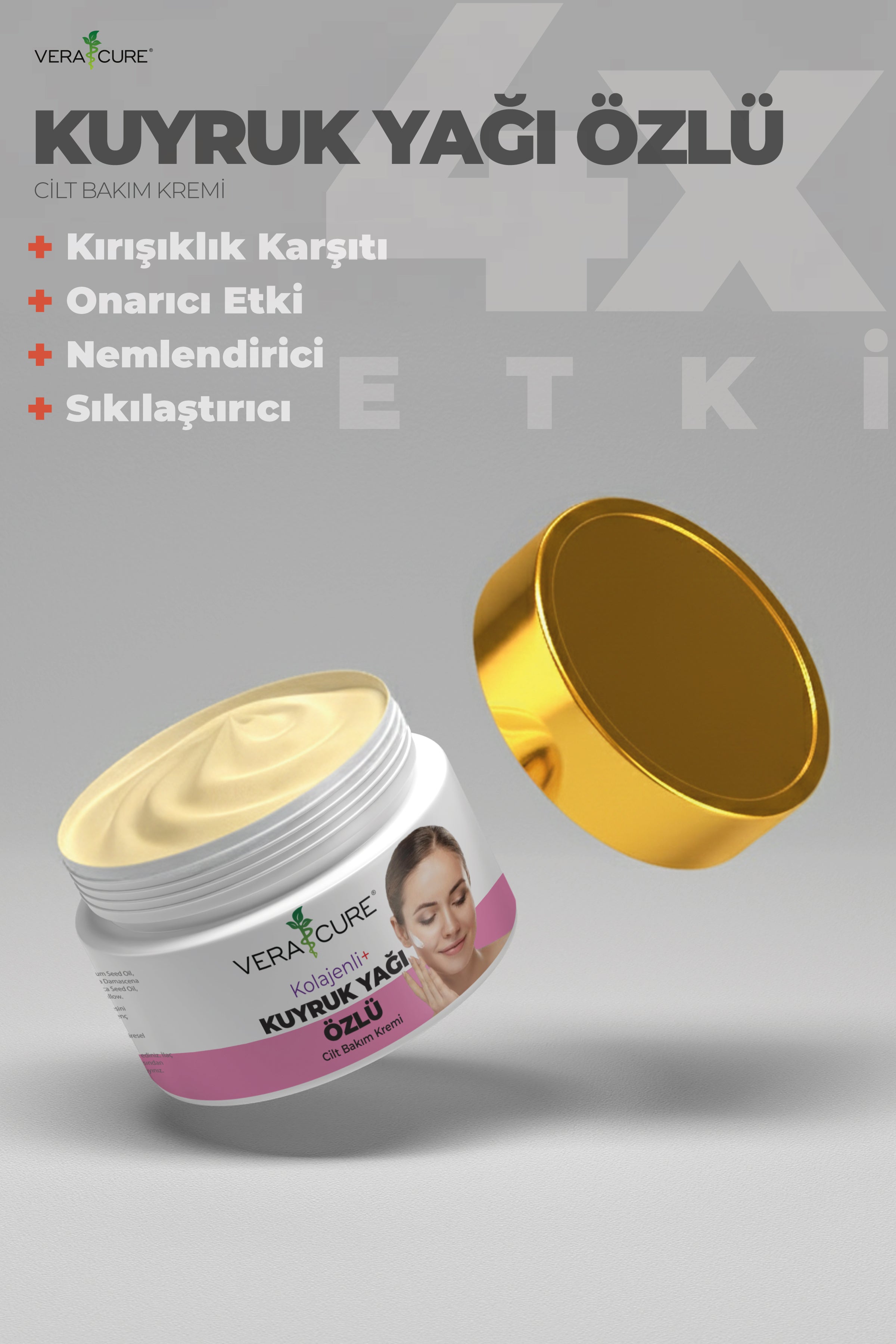 Veracure Kolajenli Kuyruk Yağı Özlü Cilt Bakım Kremi 50 ml – Nemlendirici ve Besleyici Bakım Kremi