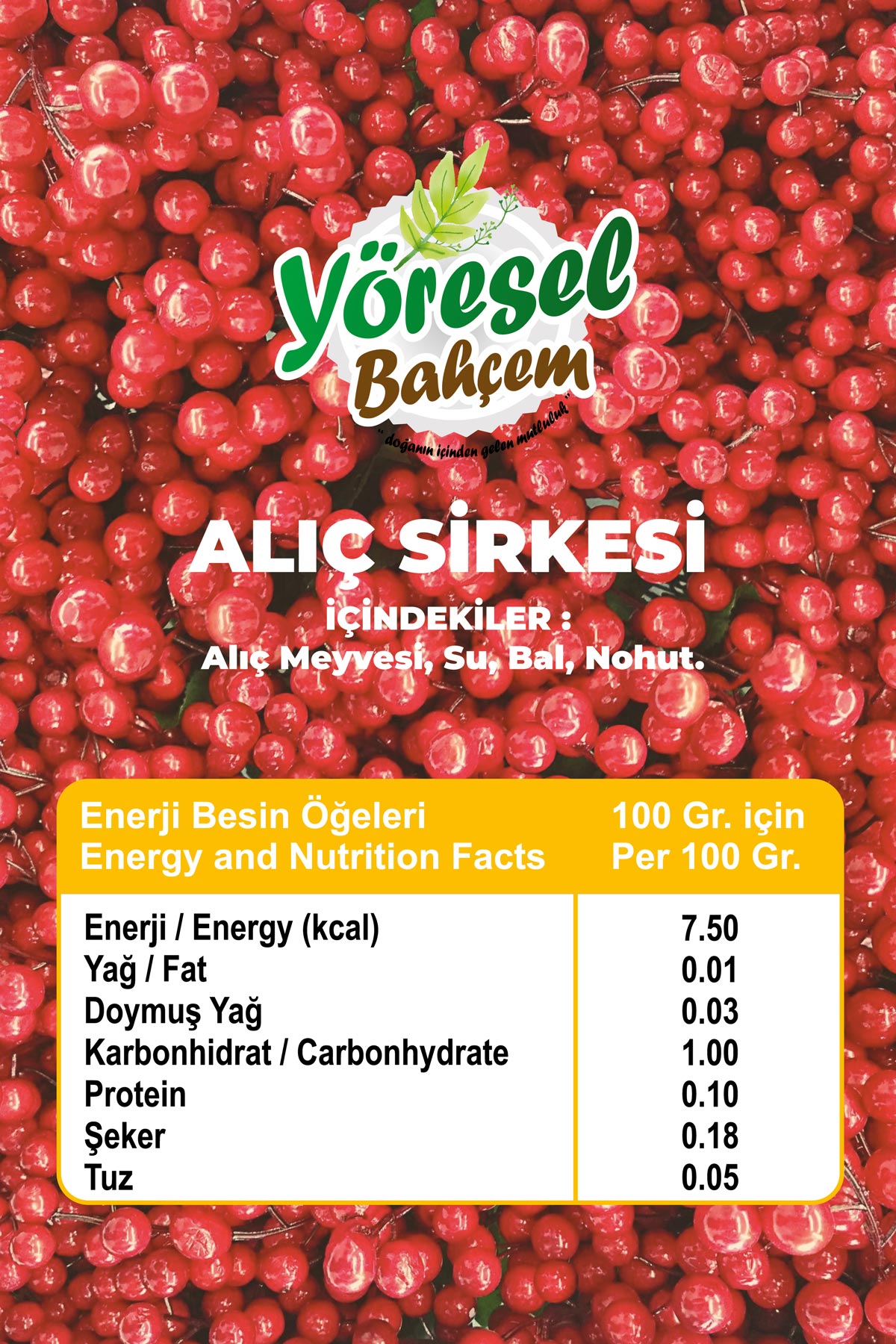 Yöresel Bahçem Alıç Sirkesi 500 ml – Doğal Fermente, Katkısız | 3 Alana 1 Hediye