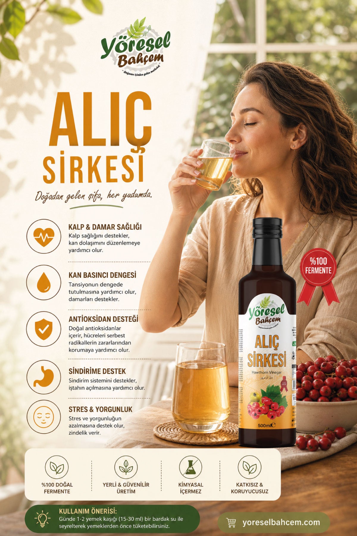 Alıç Sirkesi - Sindirim ve Lezzet Desteği - Yöresel Bahçem