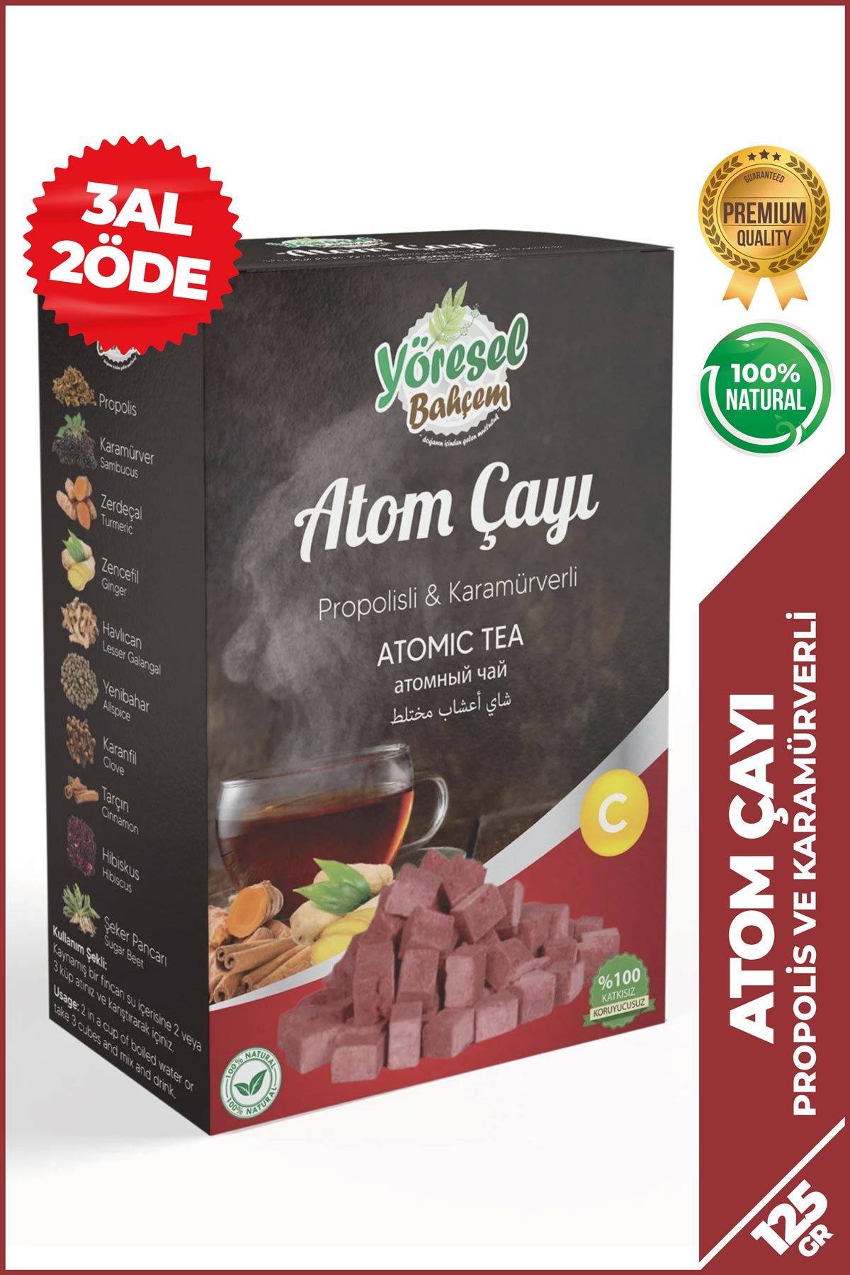 Atom Çayı 125g - Doğal & Bağışıklık ve Enerji Desteği - Yöresel Bahçem