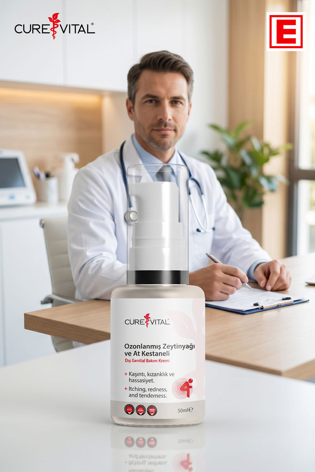 Cure Vital Ozonlanmış Zeytinyağı ve At Kestanesi Dış Genital Bakım Kremi 50 ML