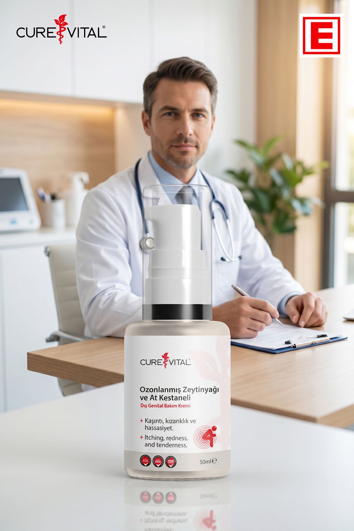 Cure Vital Ozonlanmış Zeytinyağı ve At Kestanesi Dış Genital Bakım Kremi 50 ML