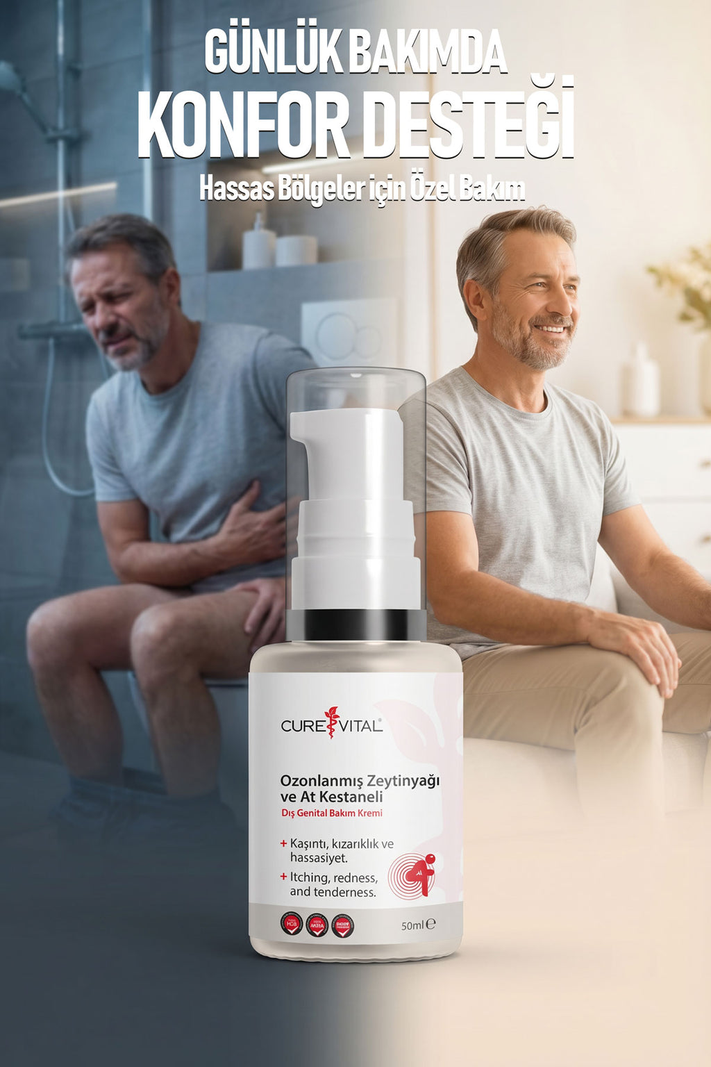 Cure Vital Ozonlanmış Zeytinyağı ve At Kestanesi Dış Genital Bakım Kremi 50 ML