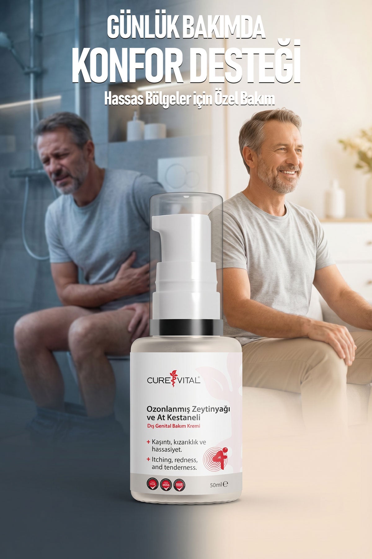 Cure Vital Ozonlanmış Zeytinyağı ve At Kestanesi Dış Genital Bakım Kremi 50 ML