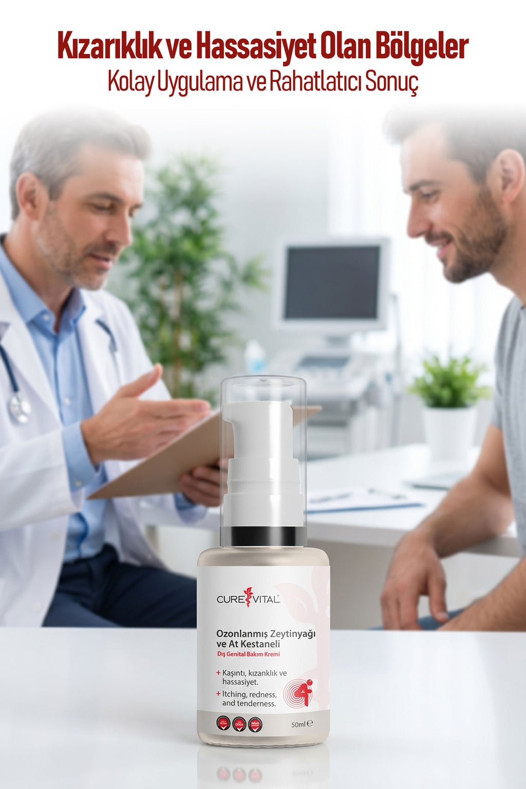 Cure Vital Ozonlanmış Zeytinyağı ve At Kestanesi Dış Genital Bakım Kremi 50 ML