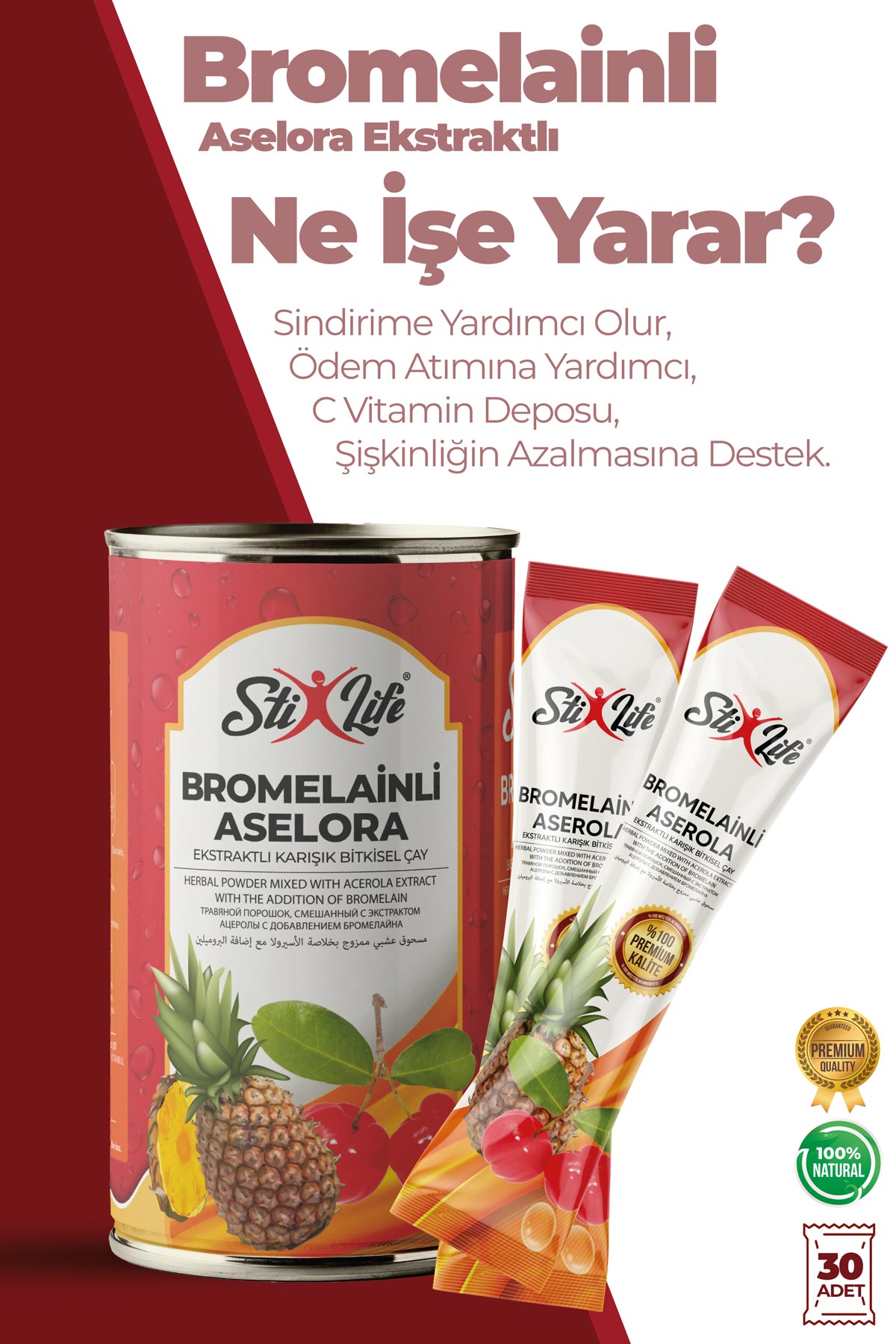Bromelainli Aselora Çayı - Doğal & Bağışıklık ve Sindirim Desteği - Yöresel Bahçem