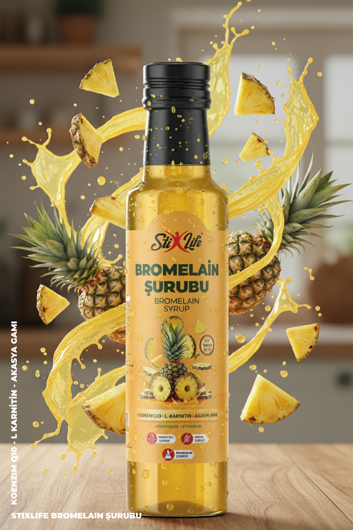 Bromelain Şurubu 250ml - Doğal & Sindirim ve Bağışıklık Desteği - Yöresel Bahçem