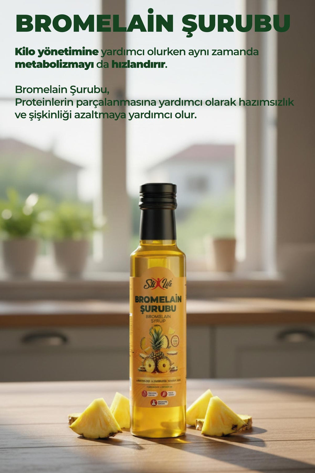 Bromelain Şurubu 250ml - Doğal & Sindirim ve Bağışıklık Desteği - Yöresel Bahçem