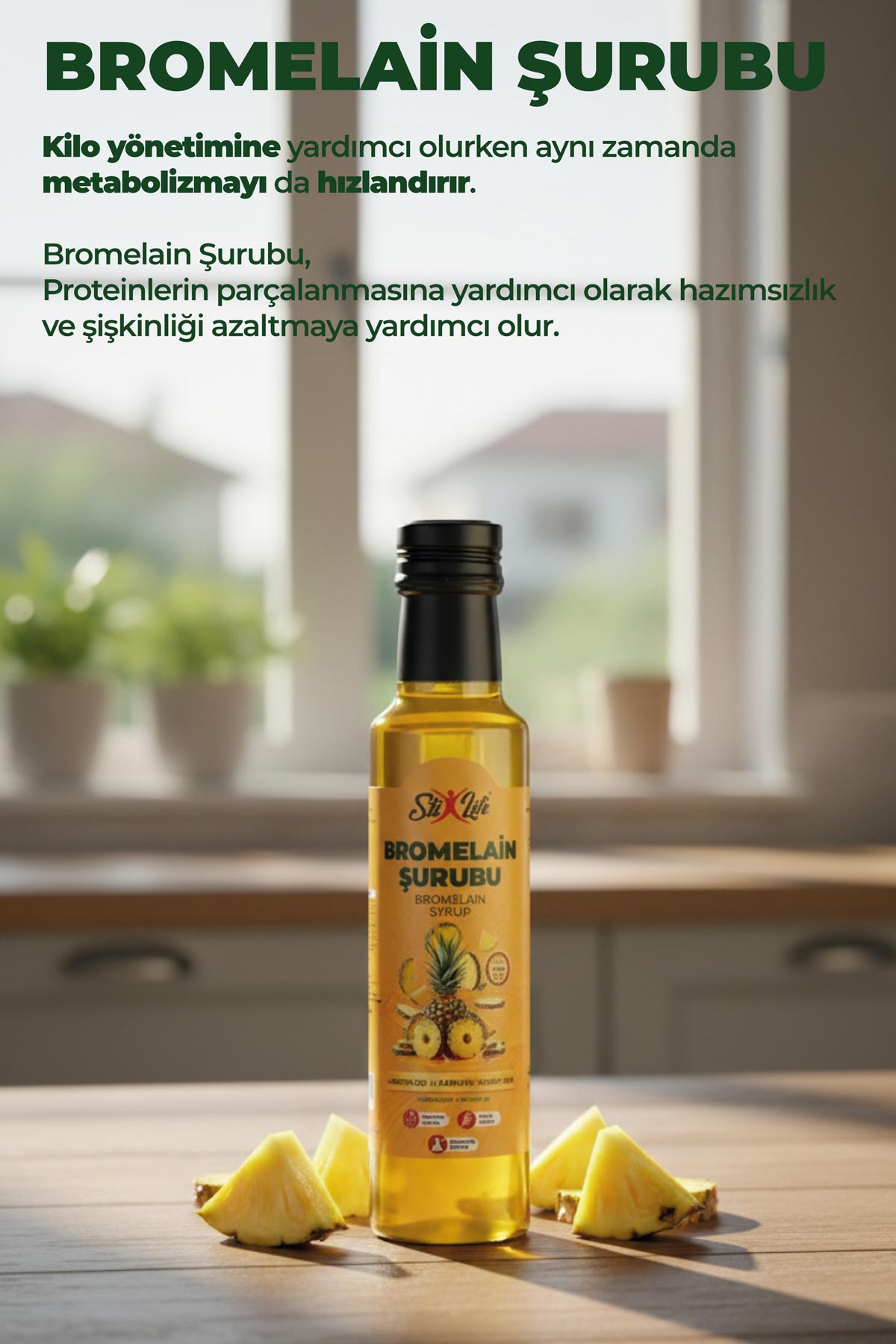 Bromelain Şurubu 250ml - Doğal & Sindirim ve Bağışıklık Desteği - Yöresel Bahçem