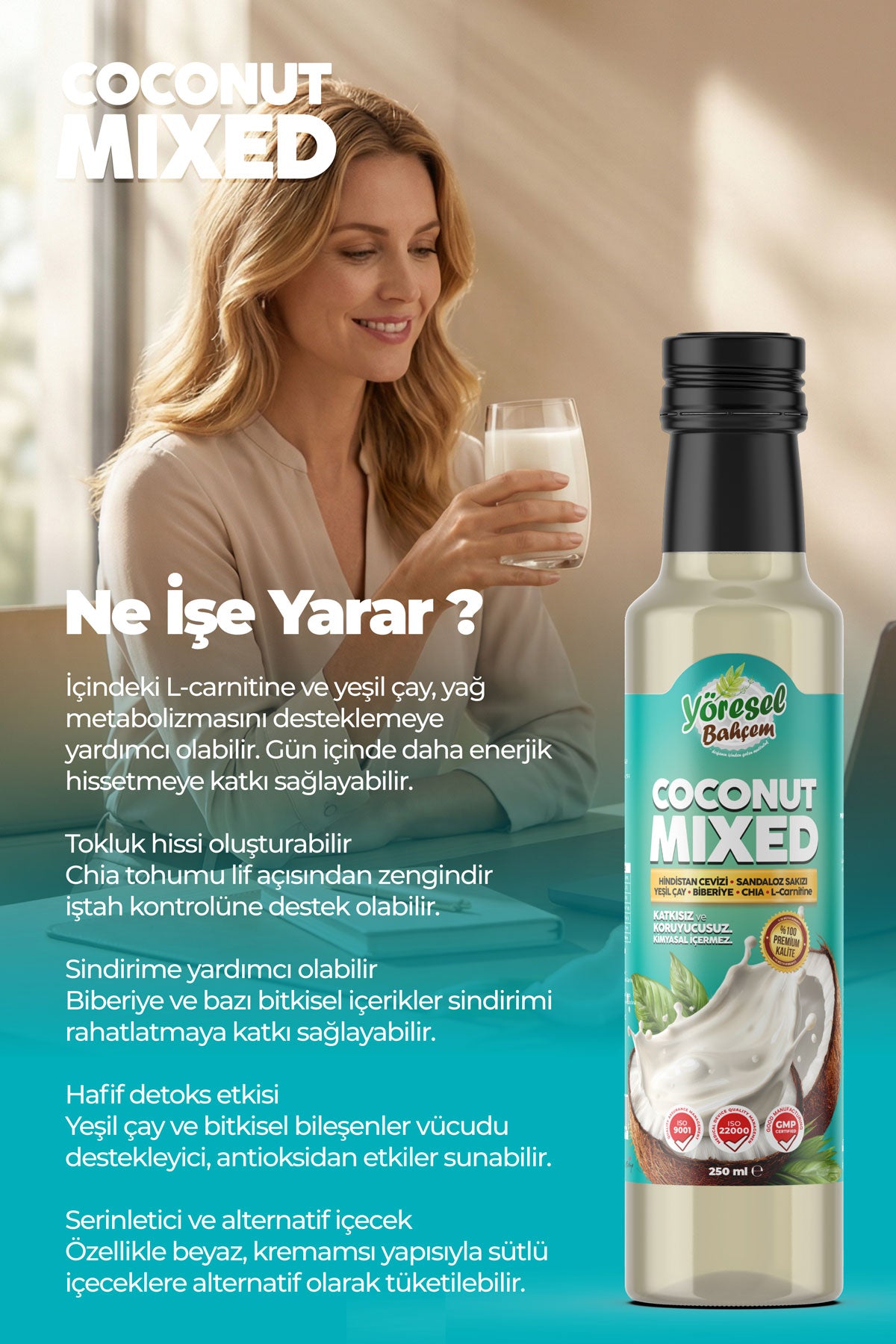 Yöresel Bahçem Coconut Mixed 250 ml | Karnıyarık Otu Tozu Hediye