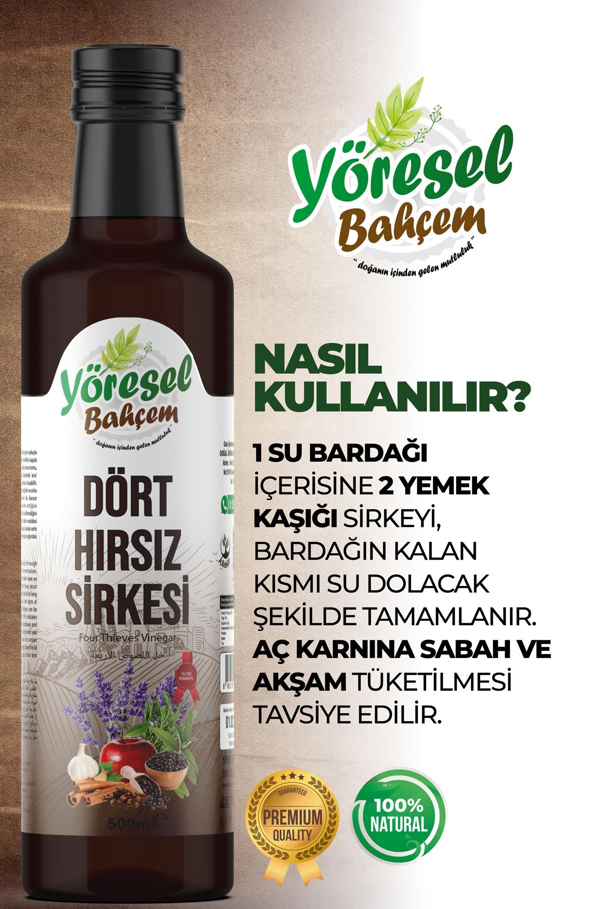 Dört Hırsız Sirkesi - Doğal & Bağışıklık Destekleyici - Yöresel Bahçem
