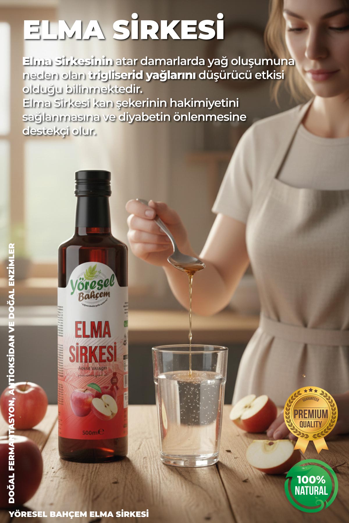 %100 Doğal Elma Sirkesi - Fermantasyon - Yöresel Bahçem