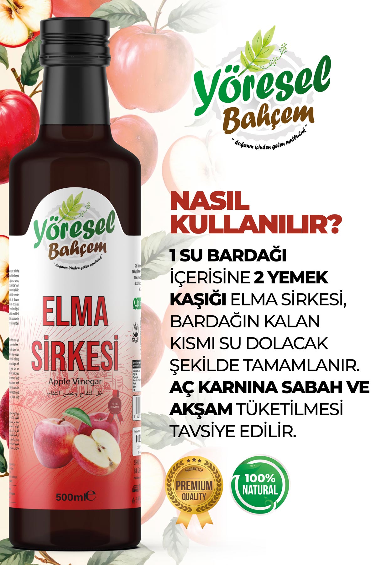 %100 Doğal Elma Sirkesi - Fermantasyon - Yöresel Bahçem