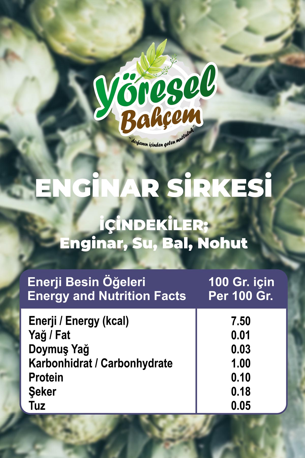 Enginar Sirkesi 500ml - Karaciğer ve Sindirim Dostu - Yöresel Bahçem