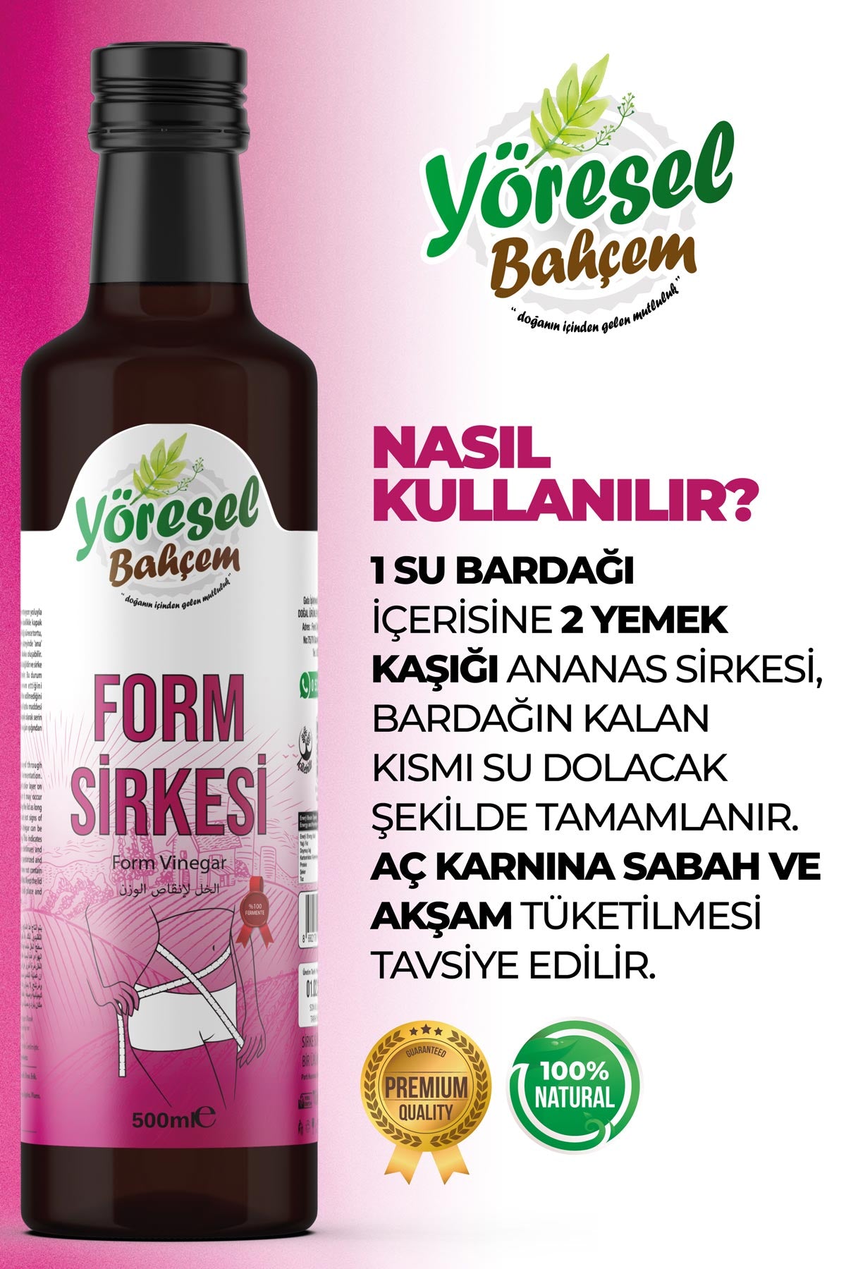 Form Sirkesi - Doğal & Metabolizma Destekleyici - Yöresel Bahçem
