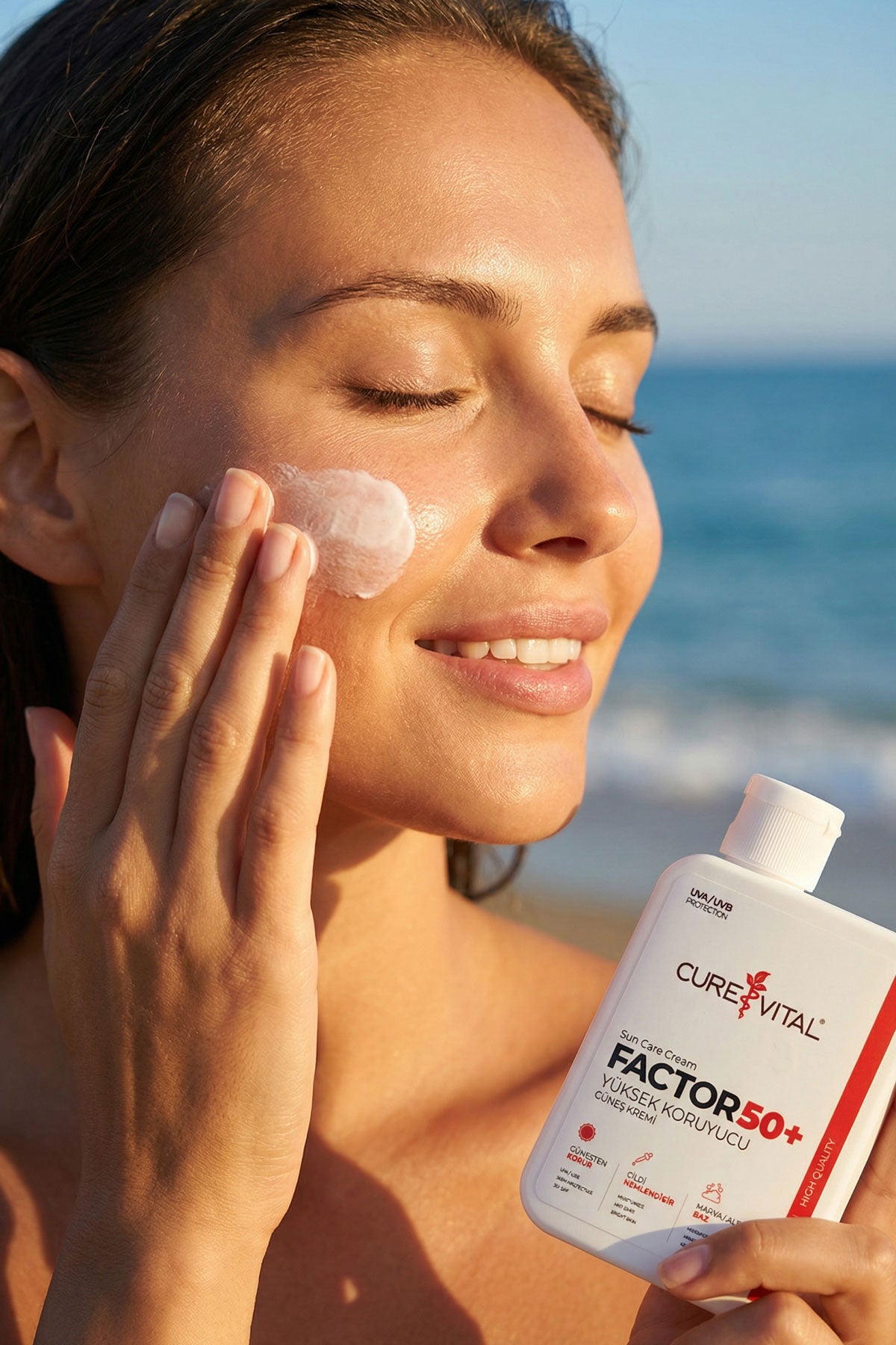 Curevital Factor 50+ SPF Güneş Kremi 100 ml – UVA/UVB Korumalı Yüksek Koruyucu Güneş Bakım Kremi