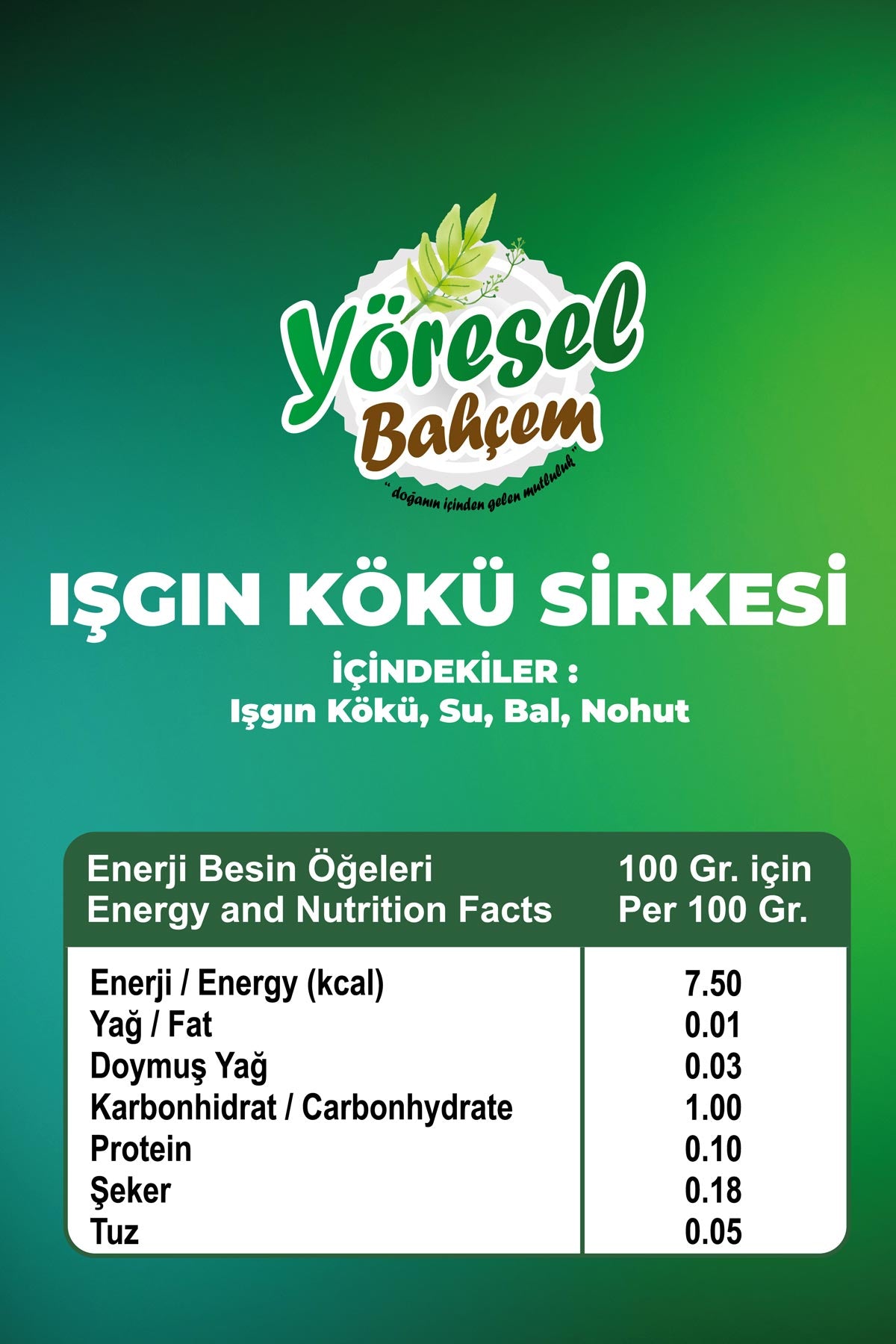 Yöresel Bahçem Işkın Kökü Sirkesi 500 ml – Doğal Fermente, Katkısız | 3 Alana 1 Hediye
