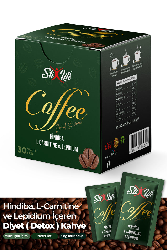StixLife Hindiba L-Carnitine Lepidyum Kahvesi 30 Günlük Kullanım – Bitkisel Destekli Detoks Kahvesi