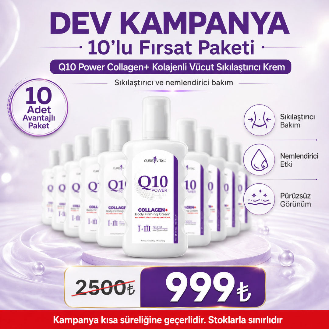Curevital Q10 Power Collagen+ Body Firming Cream 200 ml - 10'Lu Fırsat Paketi