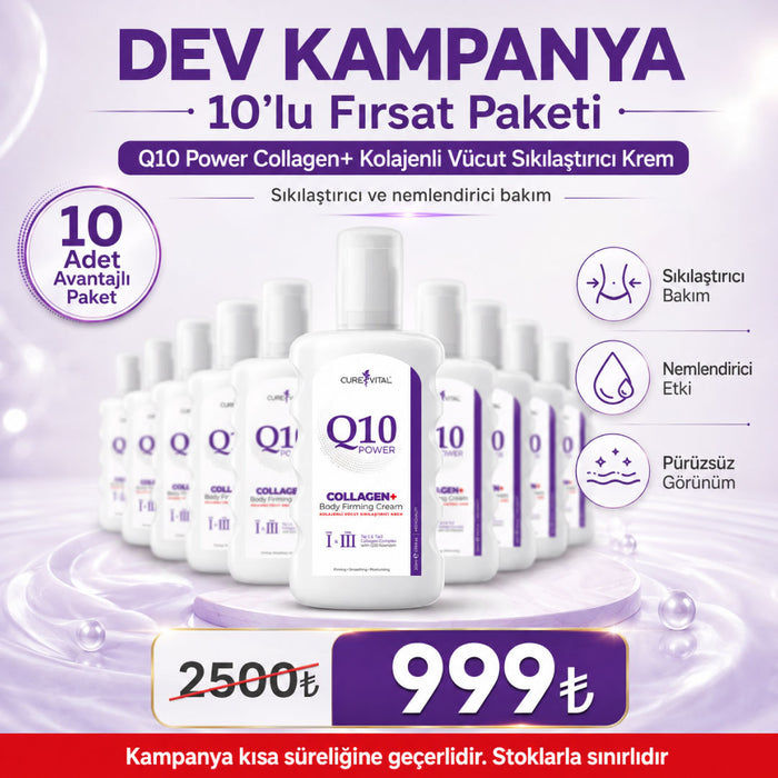 Curevital Q10 Power Collagen+ Body Firming Cream 200 ml - 10'Lu Fırsat Paketi
