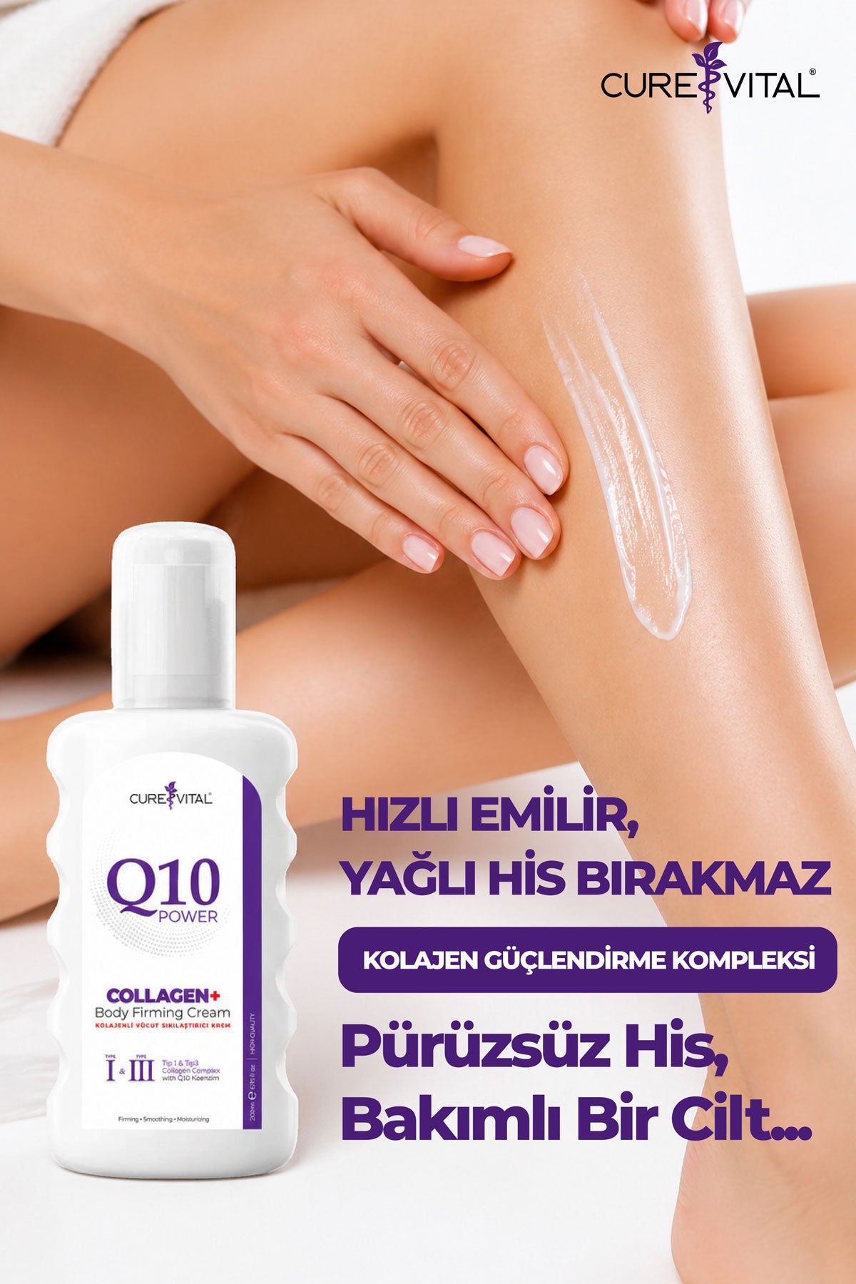 Curevital Q10 Power Collagen+ Body Firming Cream 200 ml – Kolajenli Vücut Sıkılaştırıcı Krem