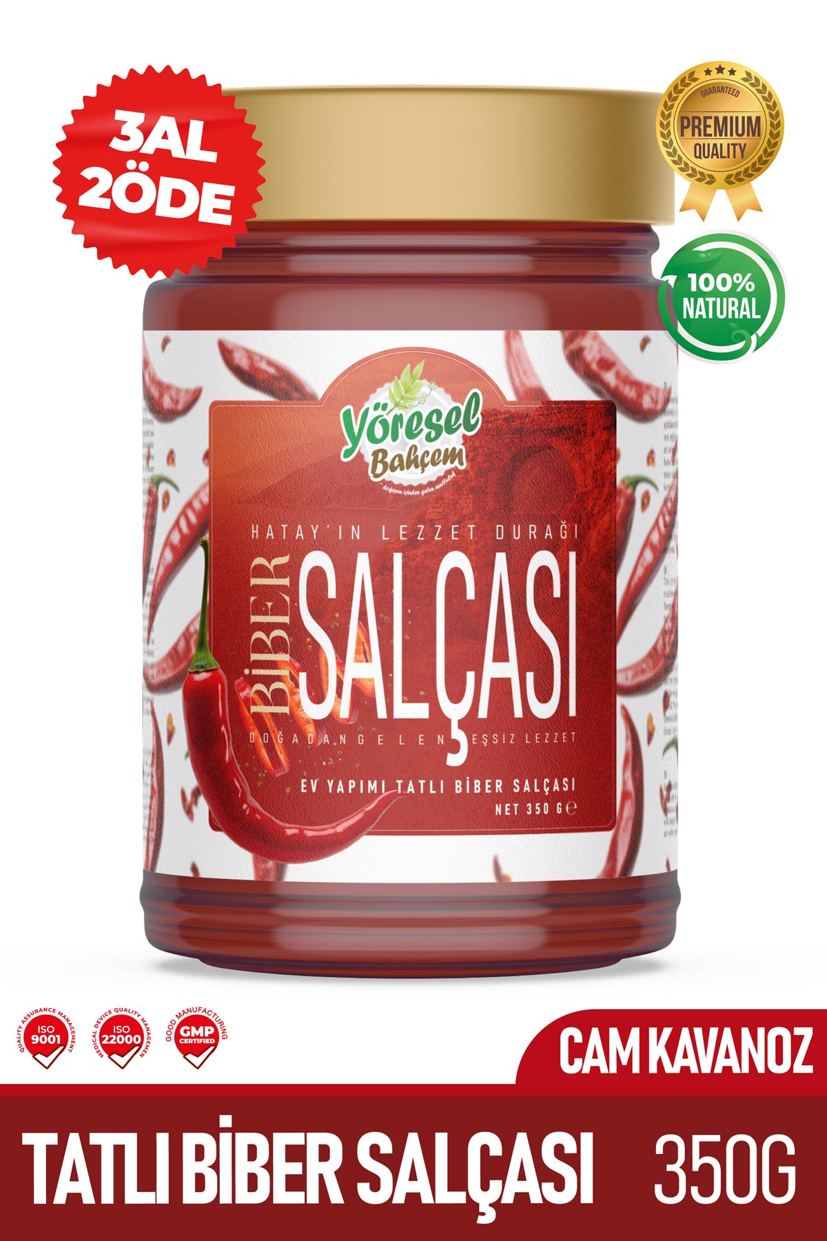 Tatlı Biber Salçası - Ev Yapımı & Katkısız 350g - Yöresel Bahçem