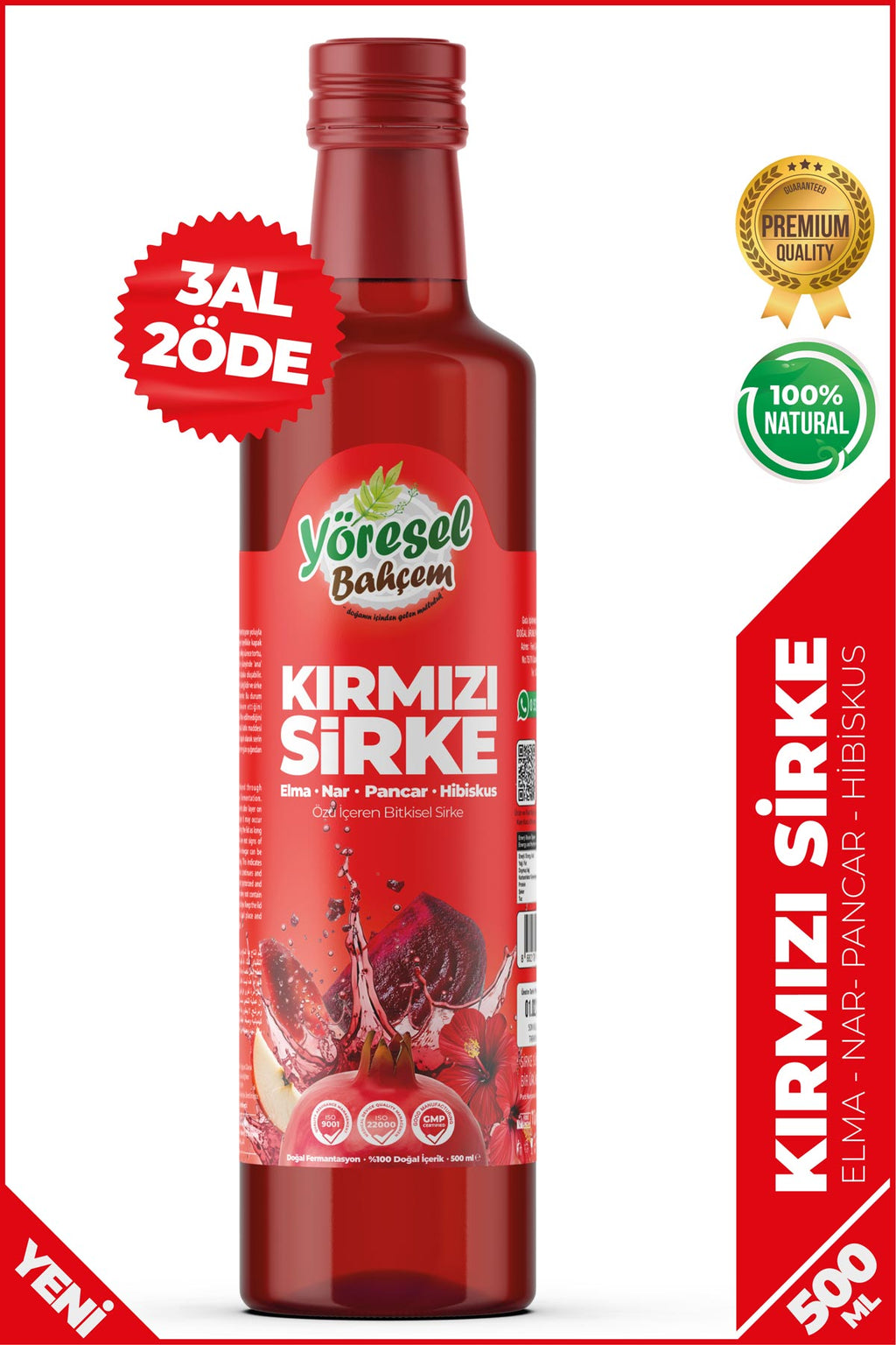 Kırmızı Sirke 100% Doğal Fermantasyon - Sağlıklı ve Katkısız - Yöresel Bahçem