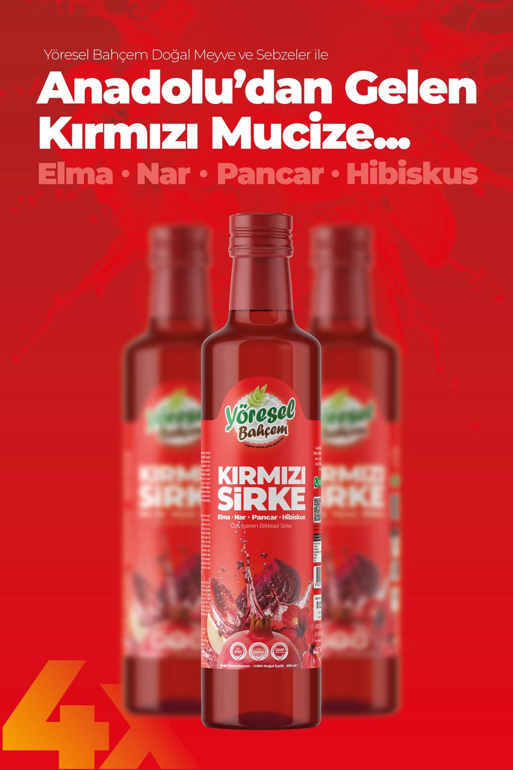 Kırmızı Sirke 100% Doğal Fermantasyon - Sağlıklı ve Katkısız - Yöresel Bahçem