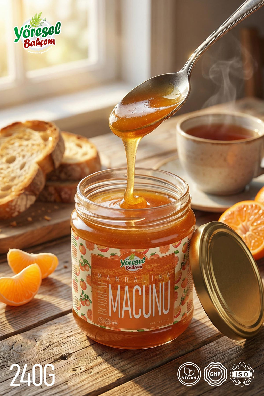 Yöresel Bahçem Mandalina Macunu 240 g – %100 Doğal, Yüksek C Vitamini | 3 Alana 1 Hediye