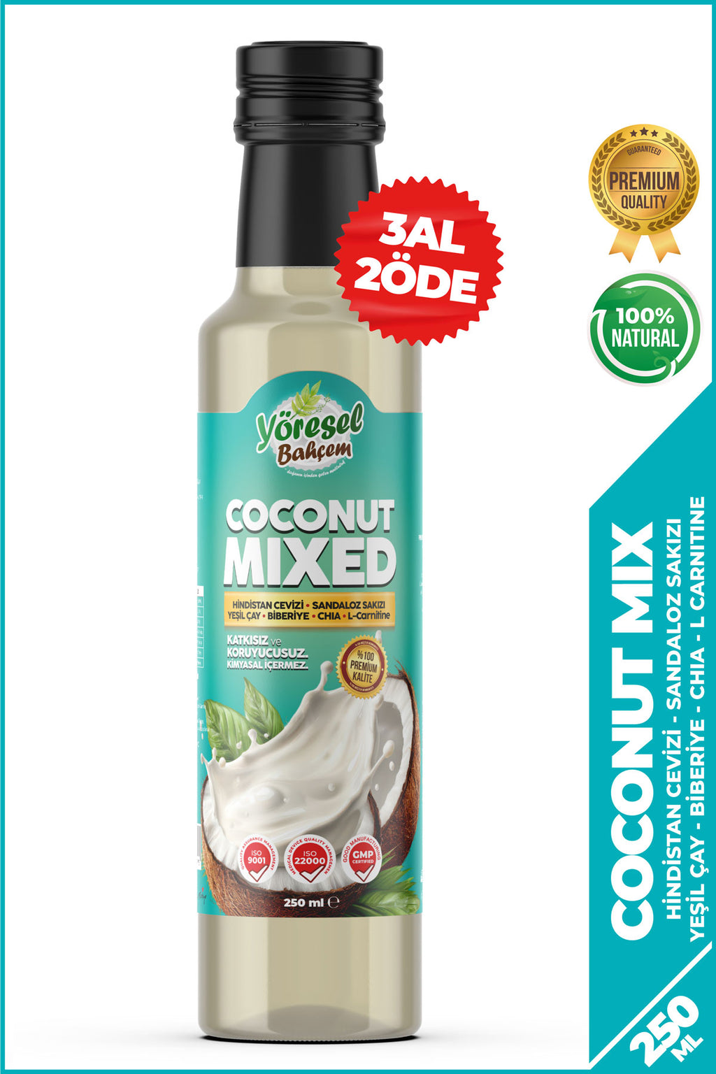 Yöresel Bahçem coconut mix 250 ml hindistan cevizi aromalı bitkisel karışım metabolizma destekleyici doğal içecek
