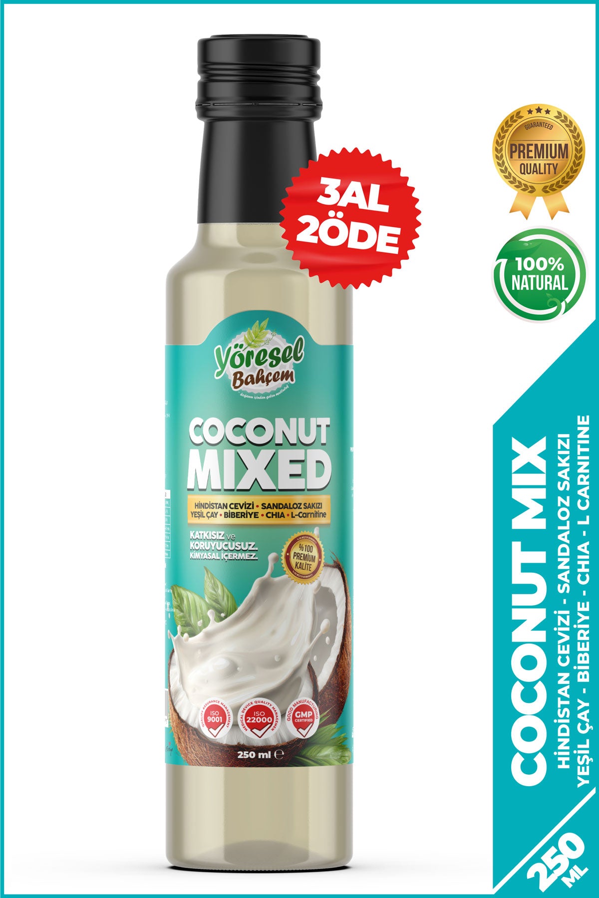 Yöresel Bahçem coconut mix 250 ml hindistan cevizi aromalı bitkisel karışım metabolizma destekleyici doğal içecek