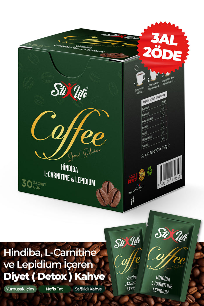 StixLife Hindiba L-Carnitine Lepidyum Kahvesi 30 Günlük Kullanım – Bitkisel Destekli Detoks Kahvesi